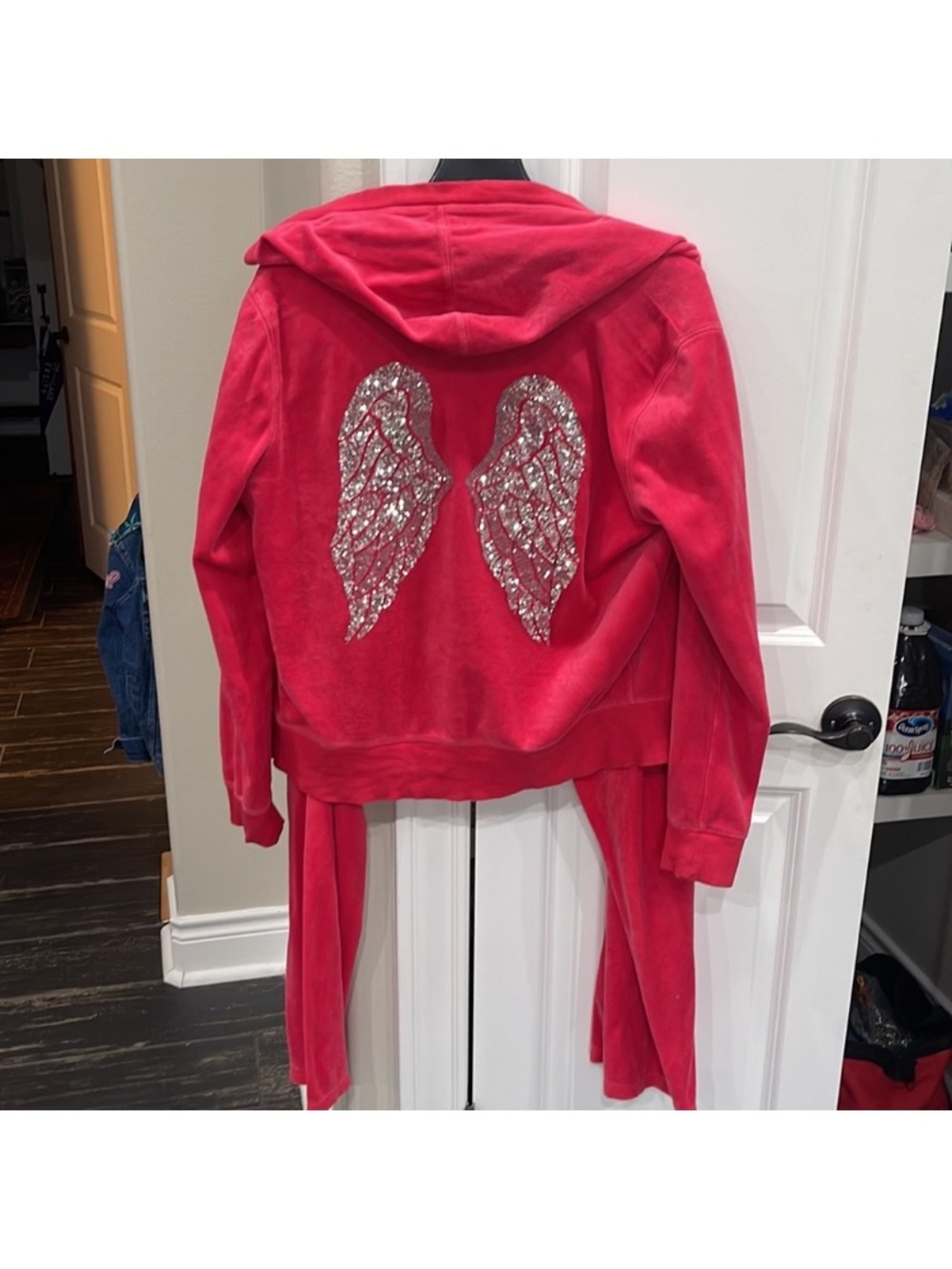 Victoria's Secret Hot Pink Hoodie with Sequin Wing Back